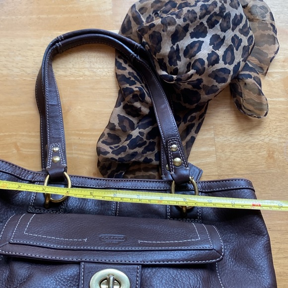 Coach purse bag F-19044 leather brown 12(14)x9x4” pre-owned - Picture 11 of 17